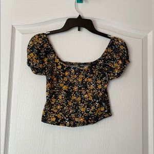 Wild fable cropped off the shoulders floral shirt